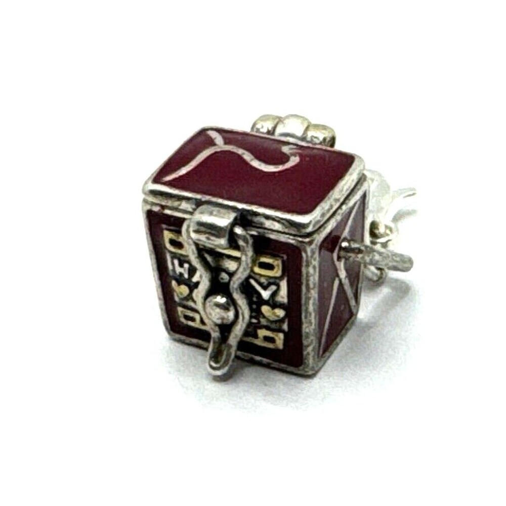 Brighton China Happy Cafe Chinese Food Carton Opens/Closes Red Silver Snap Charm